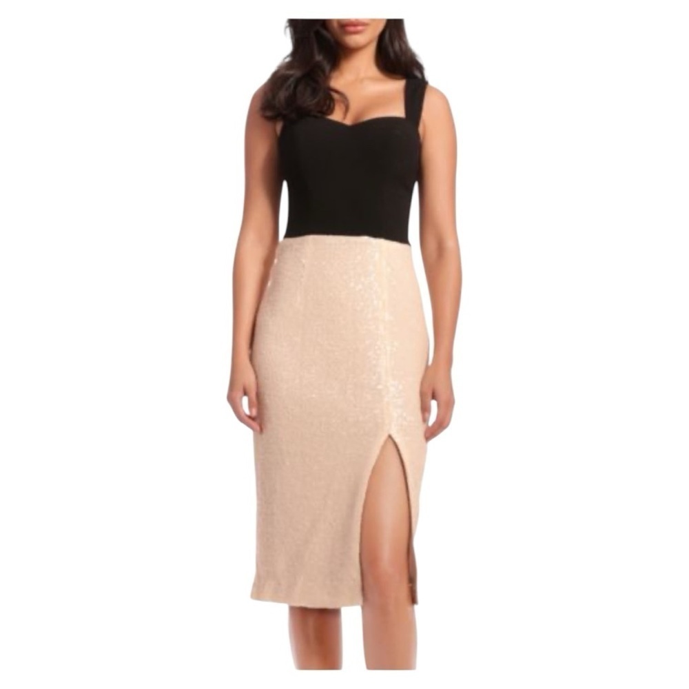 NWT DRESS THE POPULATION Malise Sequin Midi Dress